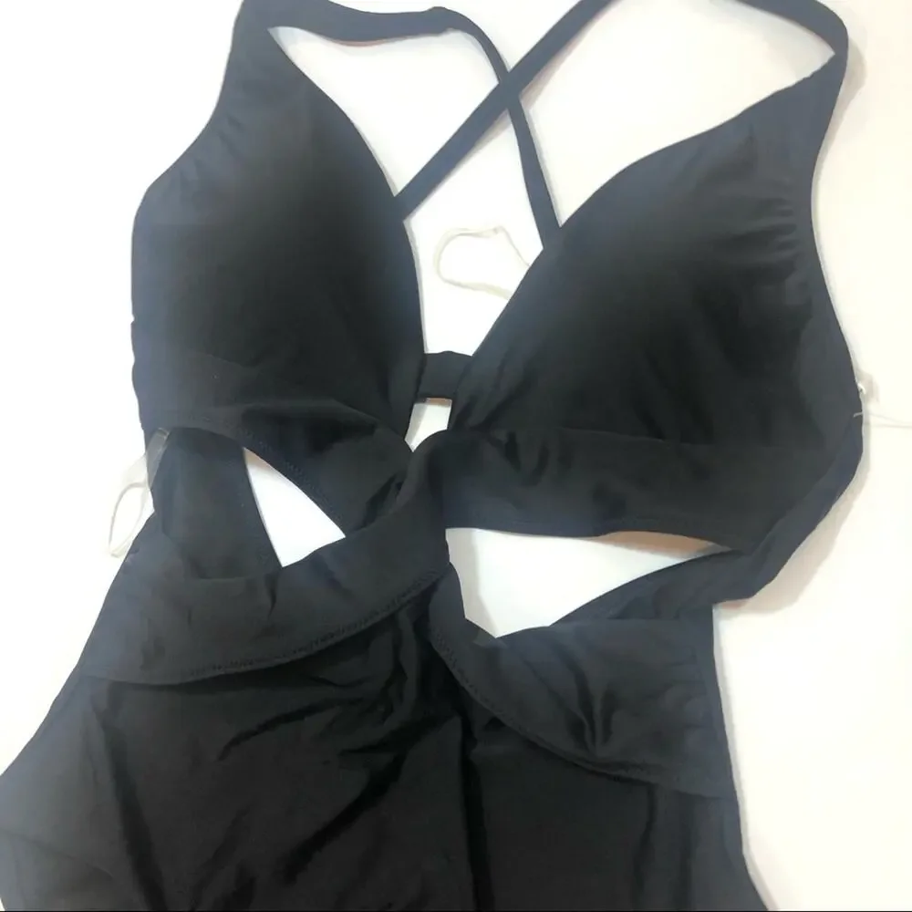 Bar III black wrap around one piece swimsuit